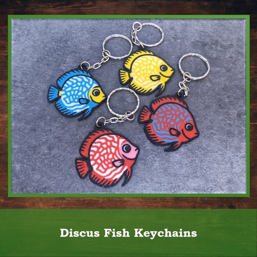 Discus fish keychain tropical - keychain,
